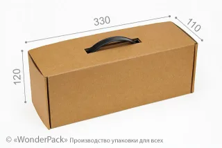 Коробка "Пляшкова з ручкою" №М0015-о2. 3-шарова крафтова