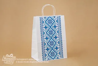 Пакети крафт. Код ПК-71. Розмір 350*260*150 мм. Крафт з ручками, "Вишиванка"