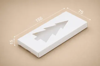 Коробка "Для шоколадки" з віконцем ялинкою №М0038-о12. Біла