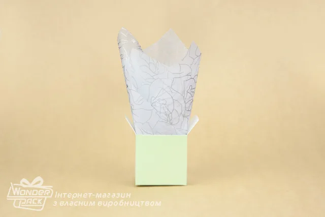 Тіш'ю, цигарковий папір для пакування. 50*70 см. Троянди срібні на білому