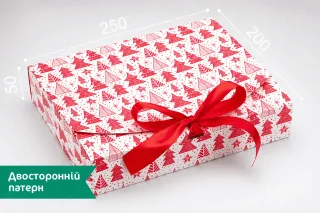 Коробка "Стильна" №М0039-о32"Червоні ялинки "