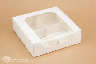Коробка 200*200*60 з вікном біла