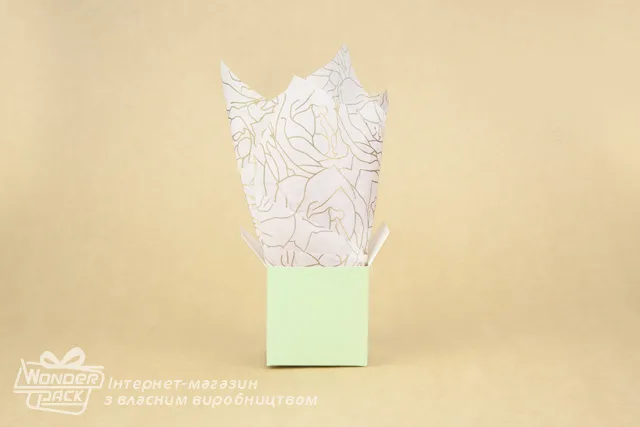 Тіш'ю, цигарковий папір для пакування. 50*70 см. Троянди золоті на рожевому