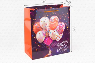Пакет подарунковий ПР005-о5 350*310*150 мм. "Happy Birthday to you"