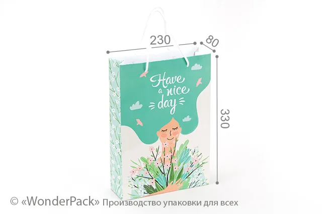Пакет подарунковий ПР003-о2. 330*230*80 мм. "Have a nice day"