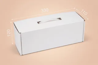 Коробка "Пляшкова з ручкою" №М0015-о1. 3-шарова біла