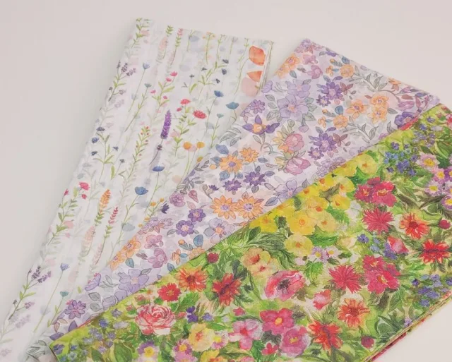 Тіш'ю, папір для пакування. 50*35 см. Колір - Квіти в асортименті