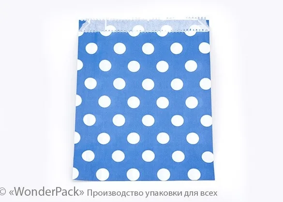 Пакети крафт. Код ПК-51. Розмір 230*170*30 мм. Крафт, горох, синій