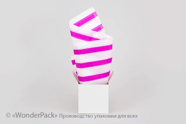 Тіш'ю, папір для пакування. 50*65 см. Колір - малиновий в смужку