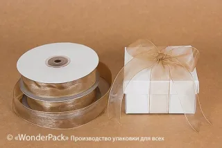 Стрічка органза 25 мм, колір - 3009, бронзова, моток