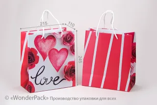 Пакет подарунковий ПР001-о10. 245*215*110мм. "Love"