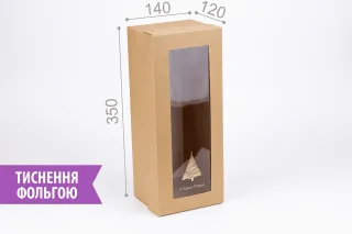 Коробка "Лялькова" №М0012-о7. Крафт з тисненням "Ялинка"