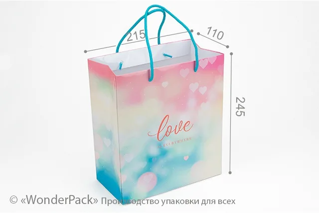 Пакет подарунковий ПР001-о5. 245*215*110мм. "Love is everywhere"