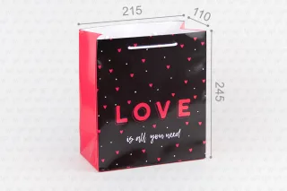 Пакет подарунковий ПР001-о23. 245*215*110мм "Love"