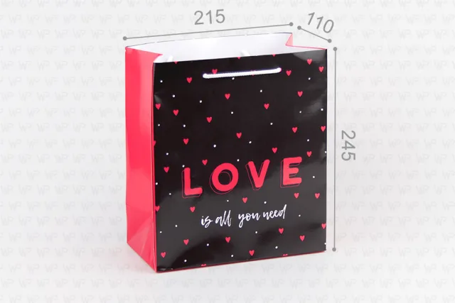 Пакет подарунковий ПР001-о23. 245*215*110мм "Love"