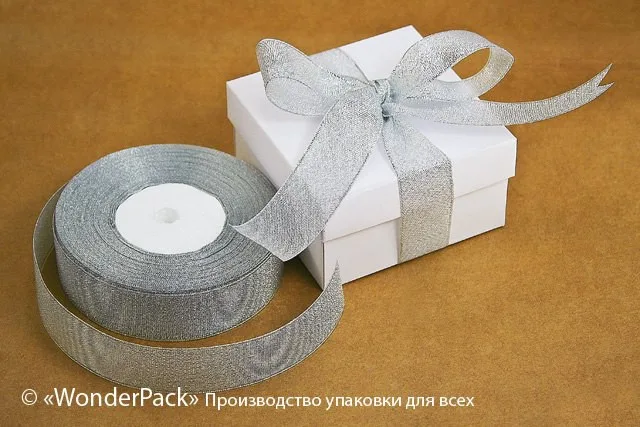 Стрічка парча 25 мм - срібна, моток
