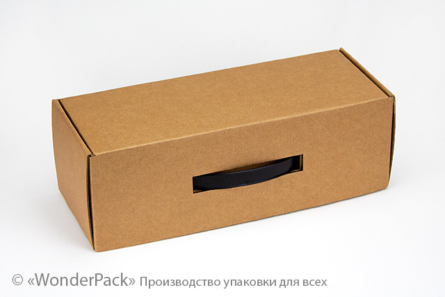 Коробка "Бутылочная с ручкой" №М0015-о2. 3-слойная крафтовая - 1