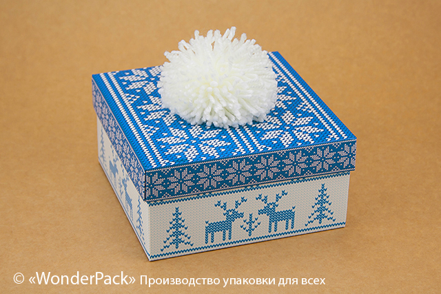 УДАЛЕНО * Коробка. Модель №0027 "Подарункова". Код М0027-о18. "Шапка" велика синя - 1