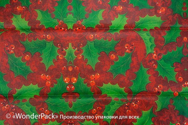 Тіш'ю, папір для пакування. 50х65см - новорічні квіти - 1