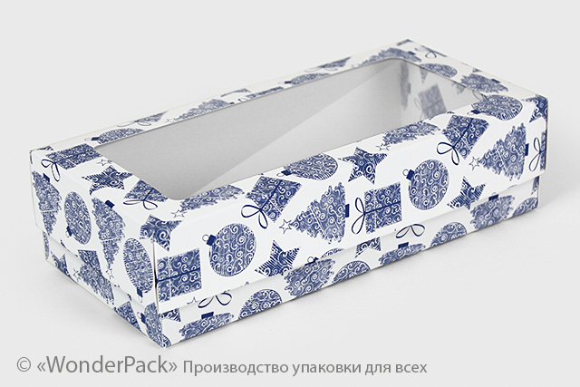 УДАЛЕНО * Коробка. Модель №0008 "Пенал". Код М0008-о24. Новий рік, блакитна - 1