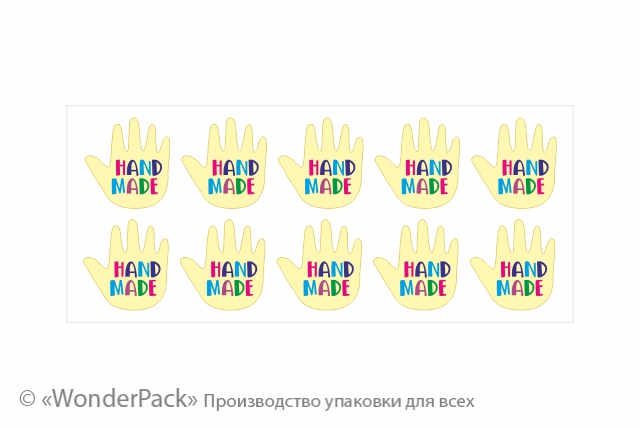 Наклейки на непрозорому оракалі. 10 штук в блоці. Код НО-062. "Hand Made" - 1