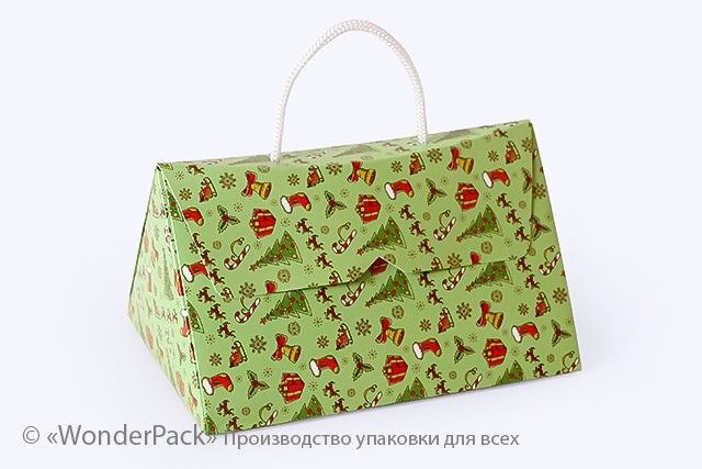 УДАЛЕНО * Коробка. Модель №0005 "Сумочка". Код М0005-о7. Новий рік, зелена - 2