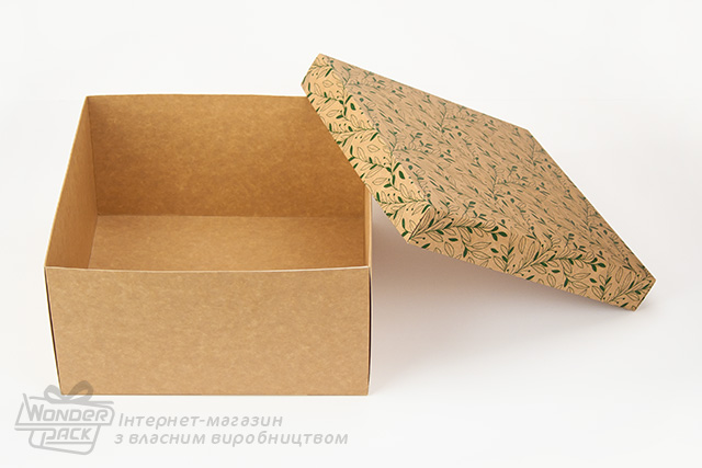 Коробка "Максі" №М0049-о10 Крафт з листочками - 1