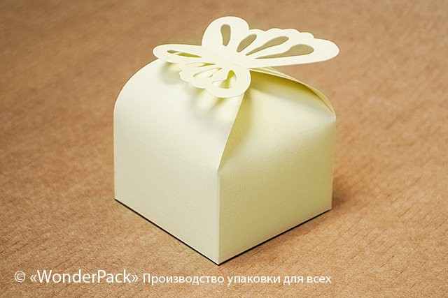 УДАЛЕНО Коробка. Модель №0022 "Бонбоньєрка - метелик". Код М0022-о3 "Бежева". - 1
