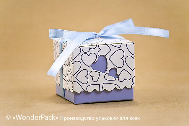 УДАЛЕНО * Коробка. Модель №0021 "Бонбоньєрка - серцева". Код М0021-о2. блакитна - 1