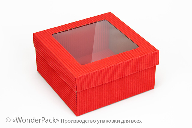 Коробка "Подарункова" №М0027-о36. 2-шарова червона з вікном - 1