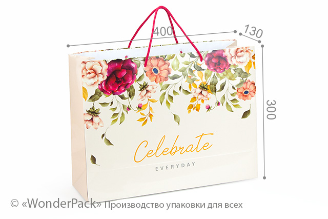 Пакет подарунковий ПР007-о1. 400*300*130 мм. "Celebrate"