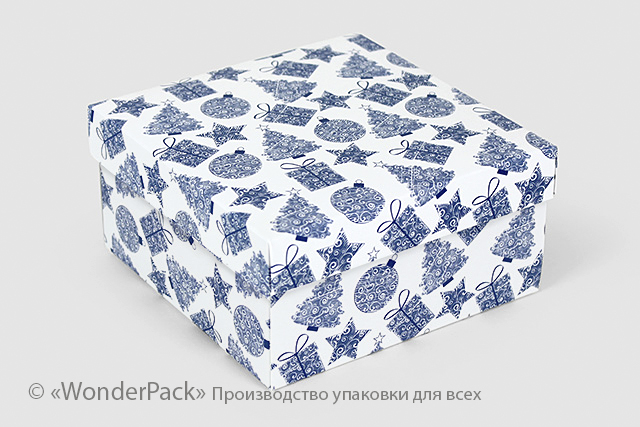 УДАЛЕНО * Коробка. Модель №0027 "Подарункова". Код М0027-о15. Новий рік, блакитна - 1