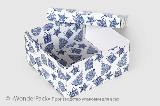 УДАЛЕНО * Коробка. Модель №0027 "Подарункова". Код М0027-о15. Новий рік, блакитна - 2