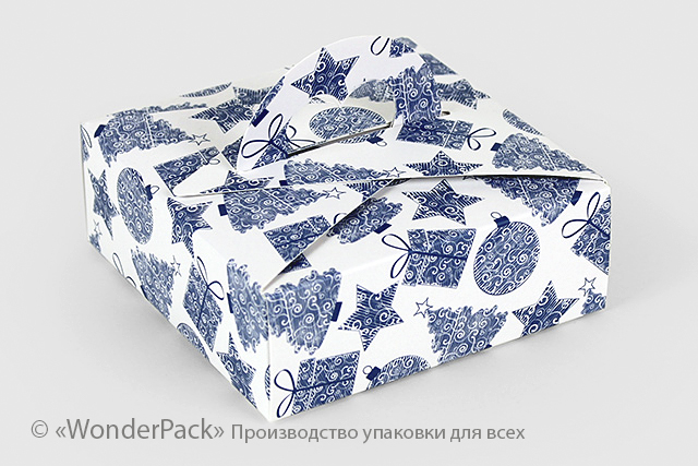 Коробка "Ручка - сердечко" №М0004-о10. Новий рік, блакитна - 1