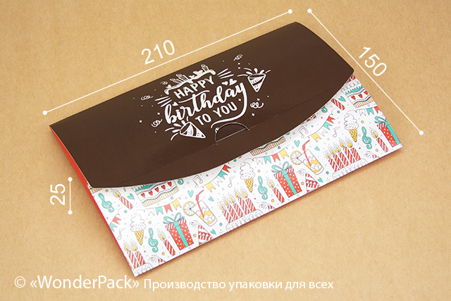 Коробка "Конверт" №М0068-о5. "Happy birthday"