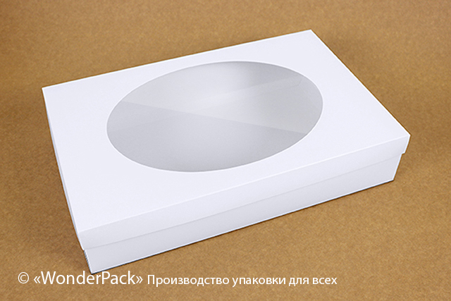 Коробка "Мега" №М0046-о6. Біла з вікном - 1