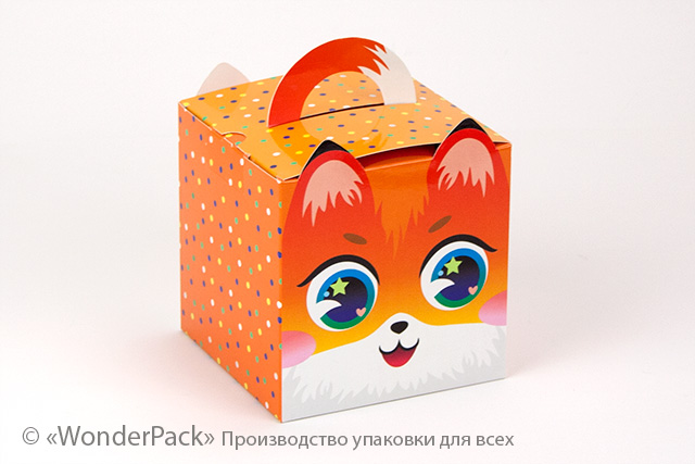 Коробка "Кубик з ручкою і вушками" №М0067-о8. "Лисичка" - 1