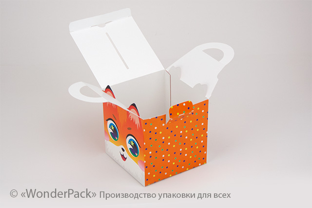 Коробка "Кубик з ручкою і вушками" №М0067-о8. "Лисичка" - 2