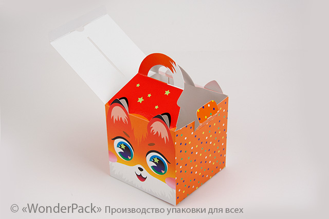 Коробка "Кубик з ручкою і вушками" №М0067-о8. "Лисичка" - 3
