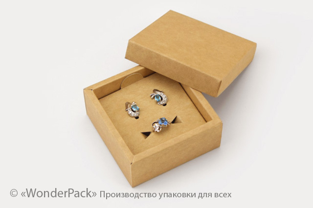 Ложемент в коробку №0018 "Для біжутерії". Код М0018-Л015. Крафт, під сережки і перстень - 1