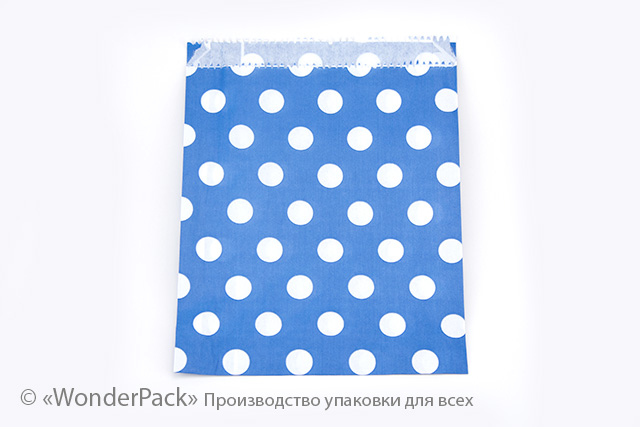 Пакеты крафт. Код ПК-51. Размер 230*170*30 мм. Крафт, горох, синий - 1