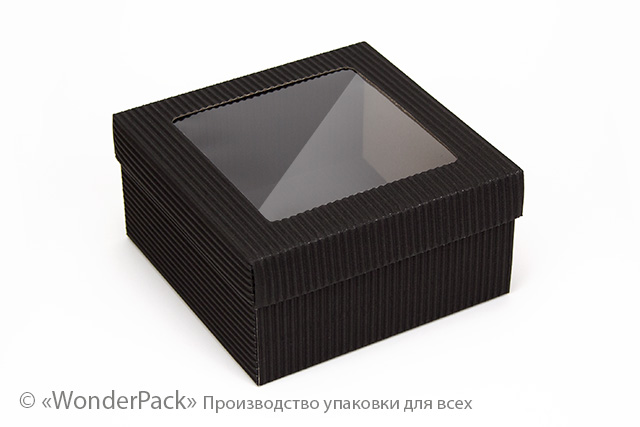 Коробка "Подарункова" №М0027-о37. 2-шарова чорна з вікном - 1