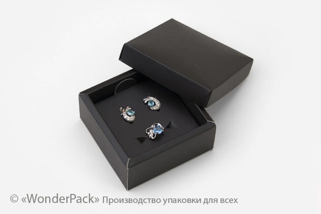 Ложемент в коробку №0018 "Для біжутерії". Код М0018-Л016. Чорний, під сережки і перстень - 1