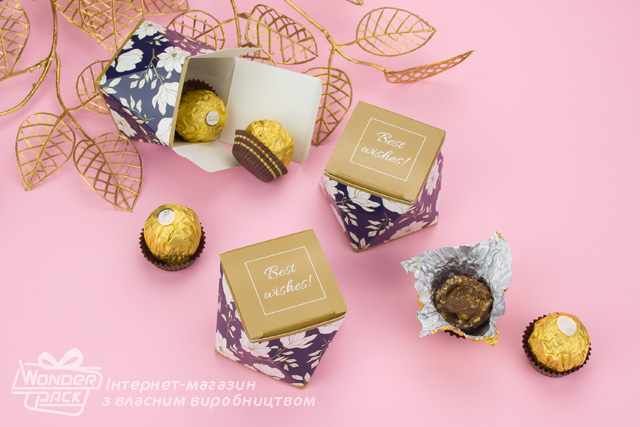 Коробка "Бонбоньєрка багатогранна" №М0006-о30. "Best wishes!" - 4