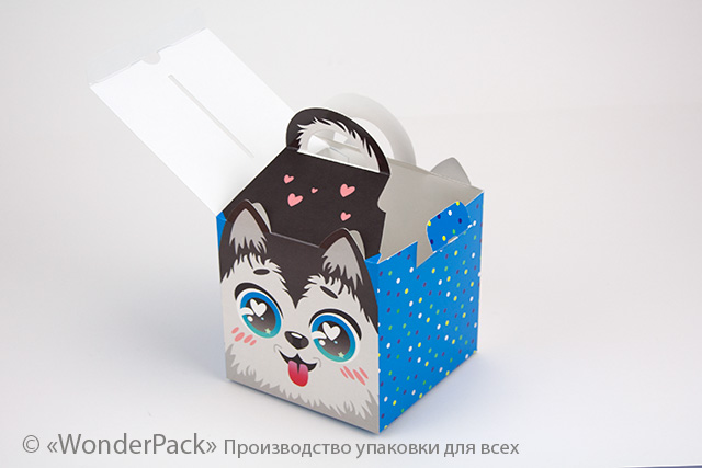 Коробка "Кубик з ручкою і вушками" №М0067-о9. "Собачка" - 2