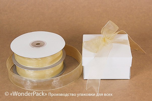 Лента органза 25 мм, цвет - 3007, бежевая, моток