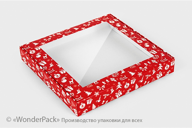 УДАЛЕНО * Коробка. Модель №0044 "Пряничная". Код М0044-о9. Новий рік, червона - 2