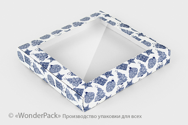 УДАЛЕНО * Коробка. Модель №0044 "Пряничная". Код М0044-о11. Новий рік, блакитна - 1