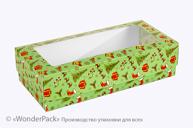 УДАЛЕНО * Коробка. Модель №0008 "Пенал". Код М0008-о19. Новий рік, зелена - 1