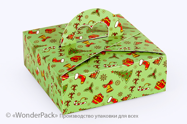 Коробка "Ручка - сердечко" №М0004-о6. "Новий рік", зелена - 1